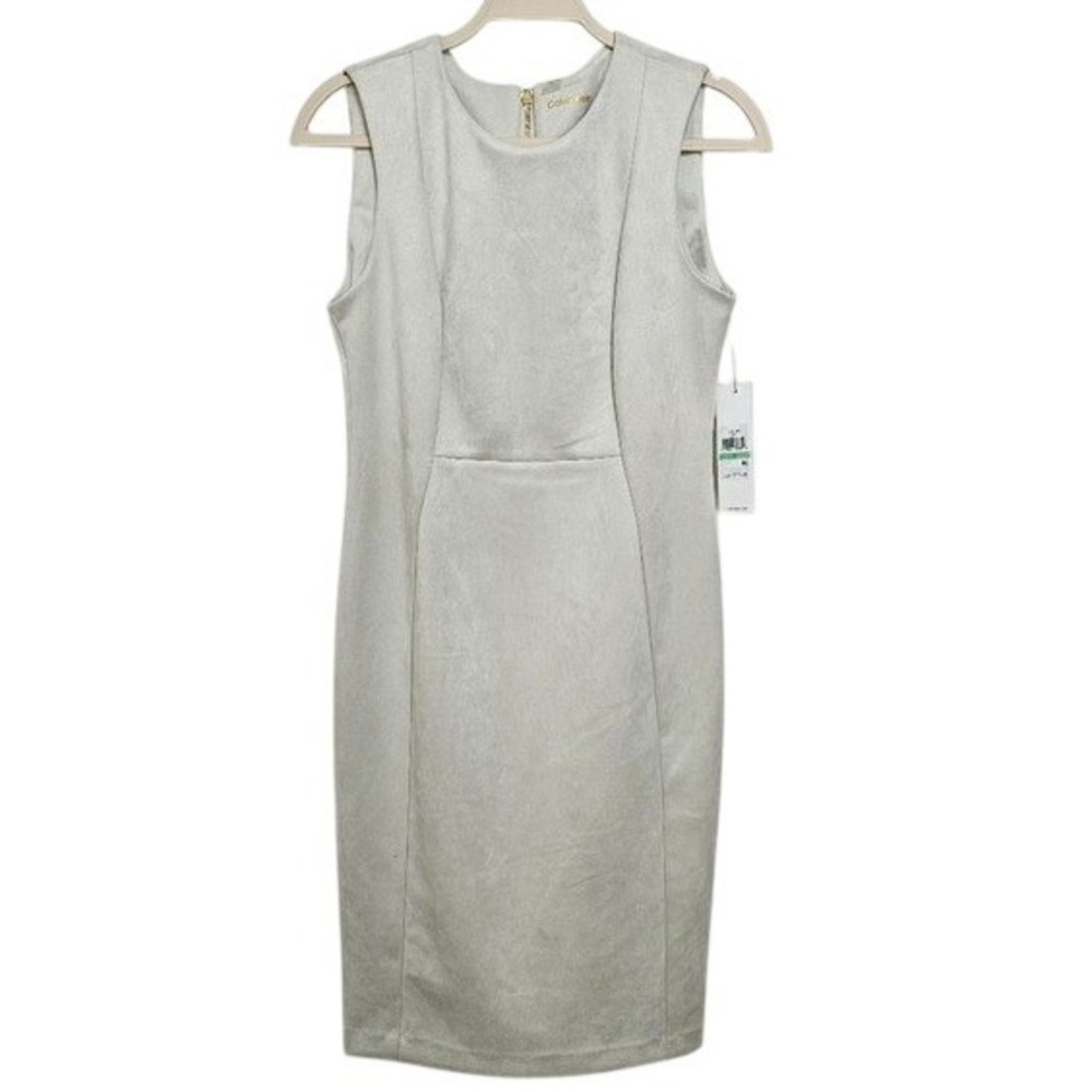 Calvin Klein NWT Womens Faux Suede Dress Sleeveless Corpcore MSRP $129 Cream 8 M